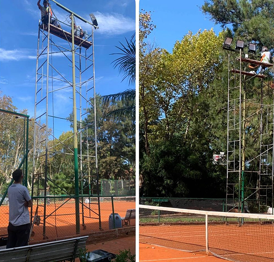 iluminación led nueva en canchas de L'Aviron