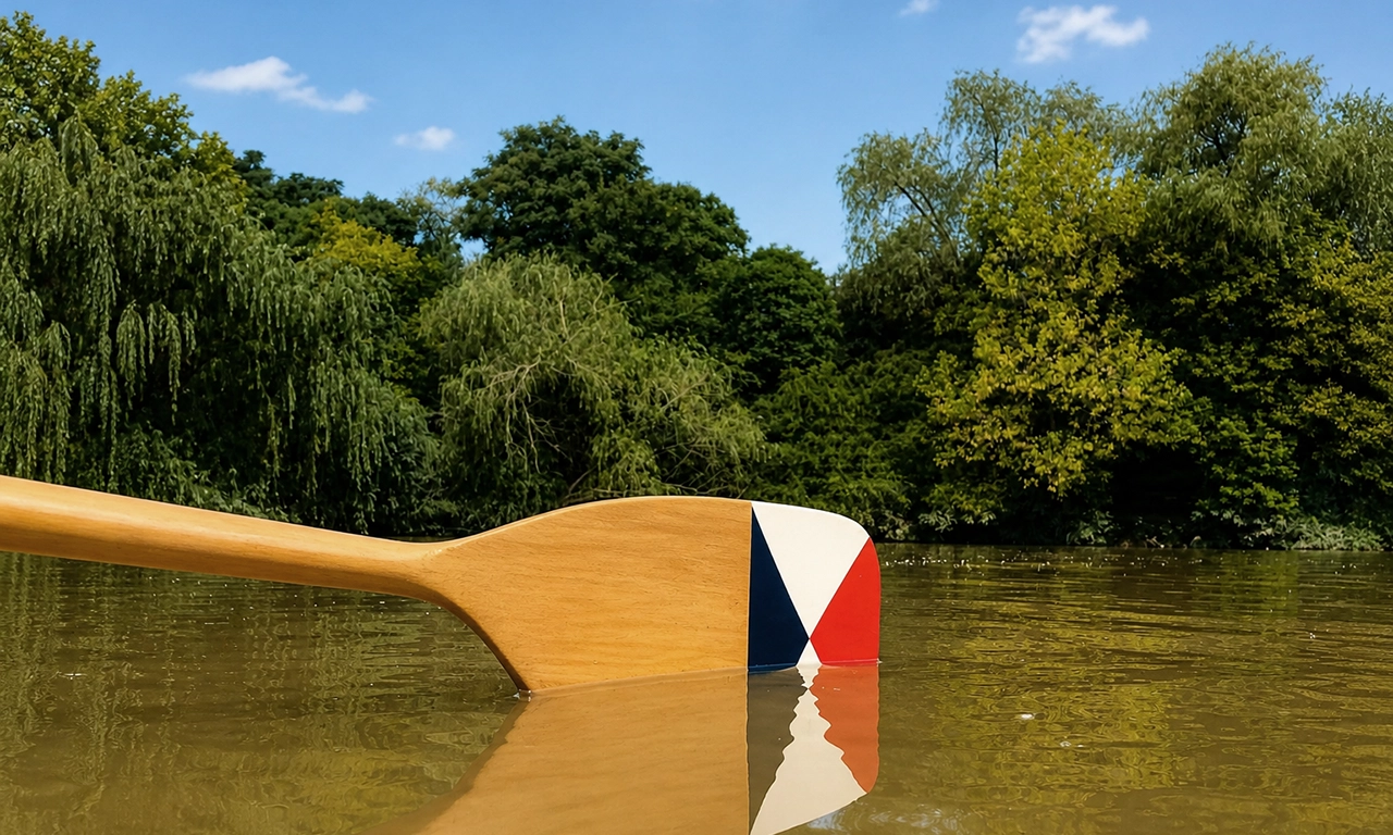remo del club L'Aviron en el agua